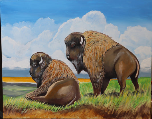 Buffalo Landscape Acrylic Painting