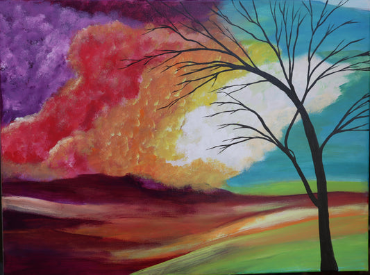 Multi-Colored Sunset & Tree