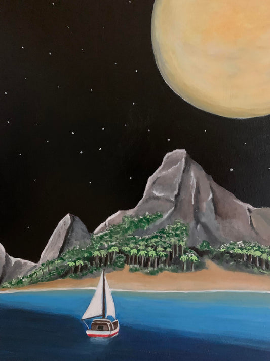 Boat and Moon Painting